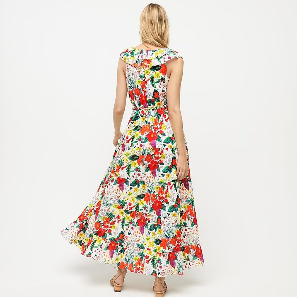 HOST PICK🏆 J Crew Size 6 Ruffle-Front Maxi Dress In Ratti® Island Botanical Pr - Picture 2 of 5
